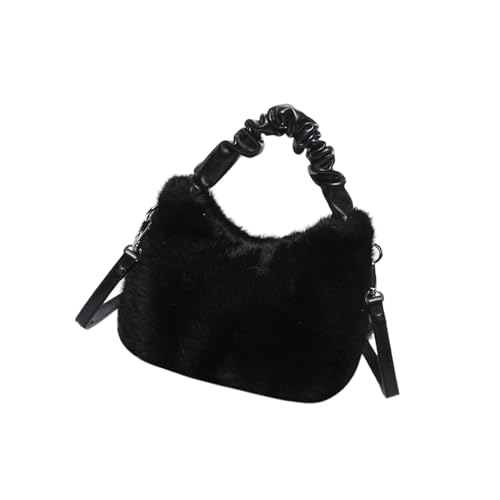Zuoeay Winter Umhängetasche Pelzige Plüschfaltengriff Handtasche Mit Verstellbaren Gurt Crossbody Taschen Für Frauen Und Mädchen Verstellbare Gurtbeutel von Zuoeay