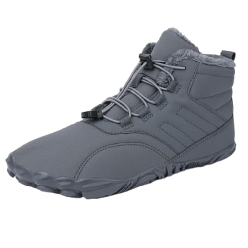 BarfußSchuhe Winter, Wanderschuhe FüR Damen Und Herren, Wasserdicht Breite Zehenpartie BarfußSchuhe Wanderstiefel (Grey-3, Erwachsene, Damen, 40, Numerisch, EU Schuhgrößensystem, Breit) von Zureto