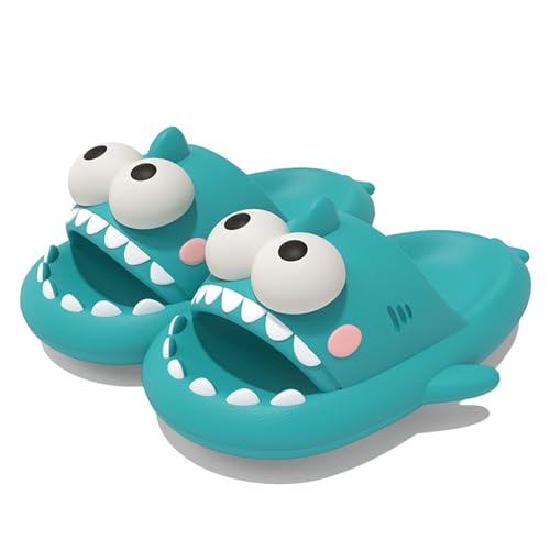 Big Eye Shark Slides, Original süße lustige 3D Big Eye Shark Cartoon Tier Hausschuhe Sandalen (Mint Green, Erwachsene, Damen, 36, Numerisch (von/bis), EU Schuhgrößensystem, 37, M) von Zureto