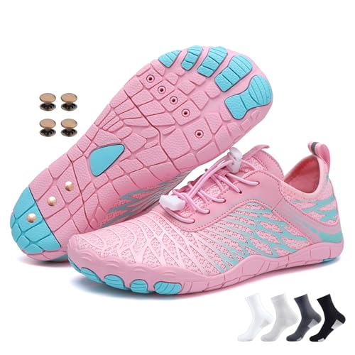 Grounded Footwear for Women Men, Grounding Shoes with Copper Neuropathy Soft Comfortable Hike Barefoot Shoes (8305Pink, Erwachsene, Damen, 39, Numerisch, EU Schuhgrößensystem, M) von Zureto
