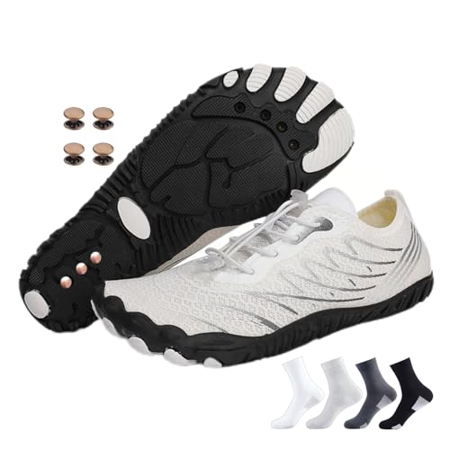 Grounded Footwear for Women Men, Grounding Shoes with Copper Neuropathy Soft Comfortable Hike Barefoot Shoes (906White Gray, Erwachsene, Damen, 40, Numerisch, EU Schuhgrößensystem, M) von Zureto