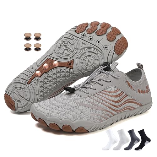 Grounded Footwear for Women Men, Grounding Shoes with Copper Neuropathy Soft Comfortable Hike Barefoot Shoes (H02Brown, Erwachsene, Damen, 44, Numerisch, EU Schuhgrößensystem, M) von Zureto