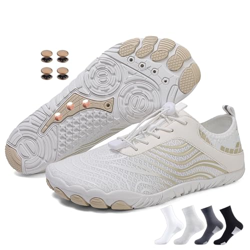 Grounded Footwear for Women Men, Grounding Shoes with Copper Neuropathy Soft Comfortable Hike Barefoot Shoes (H02White, Erwachsene, Damen, 47, Numerisch, EU Schuhgrößensystem, M) von Zureto