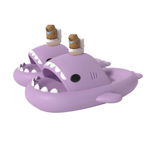 Hai-Sandalen mit Capibara-Flossen, Unisex-Hausschuhe mit Wolkenhai-Motiv Strandsandalen für Erwachsene (Purple, Erwachsene, Damen, 46, Numerisch (von/bis), EU Schuhgrößensystem, 47, M) von Zureto