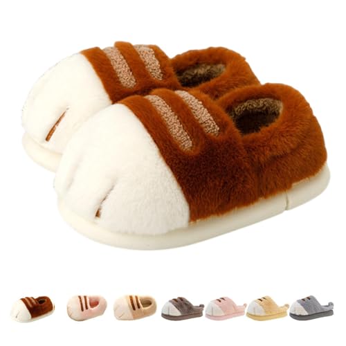 Katzenpfoten-Hausschuhe, SüßE Verdickte Rutschfeste Flauschige Hausschuhe Damen Lustige Katzenpfoten-Schuhe Drinnen (Brown-1, Erwachsene, Damen, 44, Numerisch (von/bis), EU Schuhgrößensystem, 45, M) von Zureto