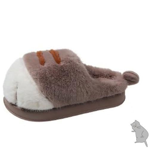 Katzenpfoten-Hausschuhe für Damen, Hausschuhe für drinnen und draußen, süße, lustige 3D-Katzenpfoten-Cartoon-Hausschuhe (Brown, Erwachsene, 38, Numerisch (von/bis), EU Schuhgrößensystem, 39, M) von Zureto