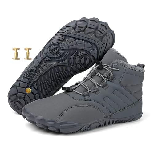 Winter Grounding Shoes with Copper, Hike Winter Barefoot Boots for Womens Mens with Solid Pure Copper Screws (902Grey, M, Erwachsene, Damen, 44, Numerisch, EU Schuhgrößensystem, M) von Zureto