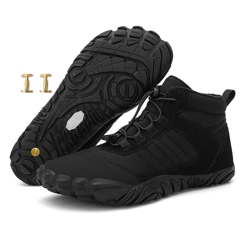 Winter Grounding Shoes with Copper, Hike Winter Barefoot Boots for Womens Mens with Solid Pure Copper Screws (A108Black, M, Erwachsene, Damen, 46, Numerisch, EU Schuhgrößensystem, M) von Zureto