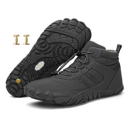 Winter Grounding Shoes with Copper, Hike Winter Barefoot Boots for Womens Mens with Solid Pure Copper Screws (A108Grey, M, Erwachsene, Damen, 41, Numerisch, EU Schuhgrößensystem, M) von Zureto