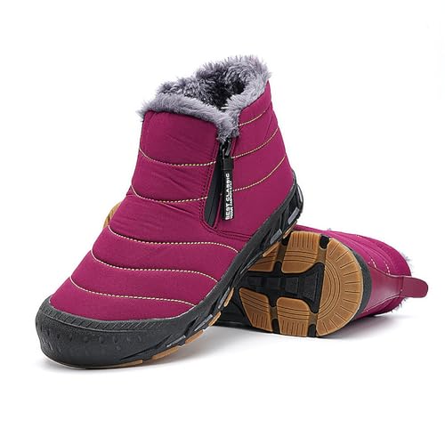 Winter Pro 2.0-Wasserfeste Barfußschuhe, Outdoor Waterproof Barefoot Shoes Herren Damen Unisex Herbst (Rose Red, Erwachsene, Damen, 38, Numerisch, EU Schuhgrößensystem, M) von Zureto