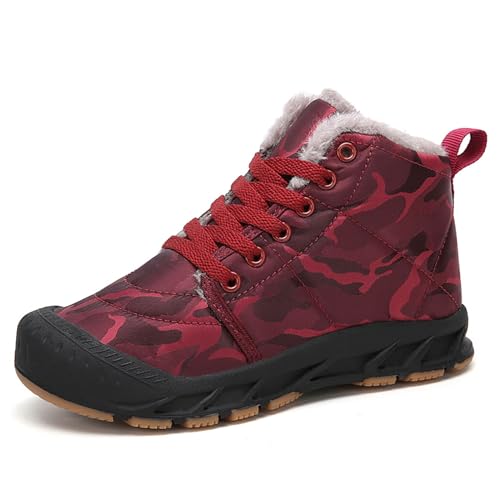 Zureto Barfussschuhe Winter for Kinder Erwachsener, Wasserdicht, Warme, rutschfeste Outdoor-Bergstiefel Herbst (Rose Red, Jugendliche, Damen, 30, Numerisch, EU Schuhgrößensystem, M) von Zureto