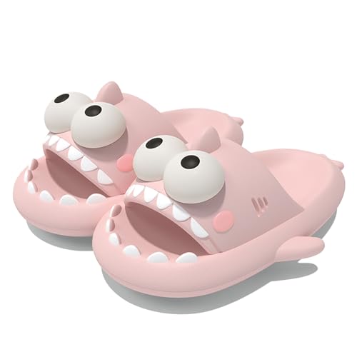 Zureto Big Eye Shark Slides, Original süße lustige 3D Big Eye Shark Cartoon Tier Hausschuhe Sandalen (Peach Pink, Erwachsene, Damen, 40, Numerisch (von/bis), EU Schuhgrößensystem, 41, M) von Zureto