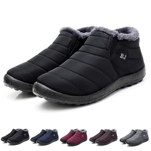 Zureto Boojoy Winterschuhe, Boojoy Wasserdichte, Warme, Rutschfeste Outdoor-Winterschuhe FüR Herren Und Damen (Black, Erwachsene, Damen, 45, Numerisch, EU Schuhgrößensystem, M) von Zureto