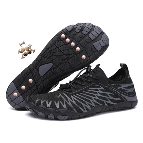 Zureto Erdungsschuhe mit Kupfer, Kupfer-Wander-Barfußschuhe Damen Herren wasserdichter Rutschfester Komfort-Wanderschuh (8305Black, Erwachsene, Damen, 43, Numerisch, EU Schuhgrößensystem, M) von Zureto