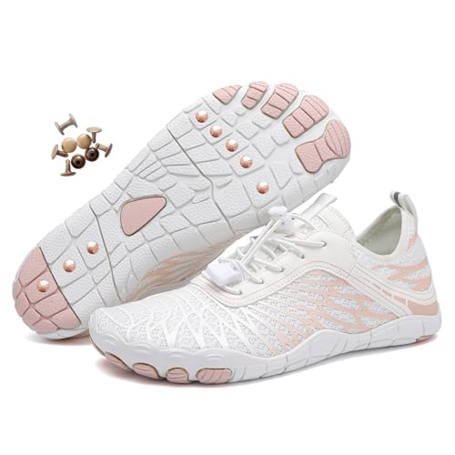 Zureto Erdungsschuhe mit Kupfer, Kupfer-Wander-Barfußschuhe Damen Herren wasserdichter Rutschfester Komfort-Wanderschuh (8305White, Erwachsene, Damen, 42, Numerisch, EU Schuhgrößensystem, M) von Zureto