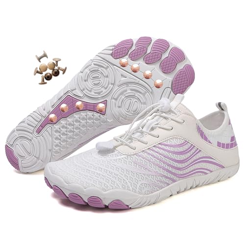 Zureto Erdungsschuhe mit Kupfer, Kupfer-Wander-Barfußschuhe Damen Herren wasserdichter Rutschfester Komfort-Wanderschuh (H02Purple, Erwachsene, Damen, 39, Numerisch, EU Schuhgrößensystem, M) von Zureto