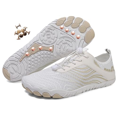 Zureto Erdungsschuhe mit Kupfer, Kupfer-Wander-Barfußschuhe Damen Herren wasserdichter Rutschfester Komfort-Wanderschuh (H02White, Erwachsene, Damen, 40, Numerisch, EU Schuhgrößensystem, M) von Zureto