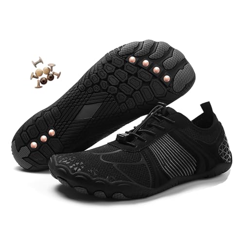 Zureto Erdungsschuhe mit Kupfer, Kupfer-Wander-Barfußschuhe Damen Herren wasserdichter Rutschfester Komfort-Wanderschuh (H08Black, Erwachsene, Damen, 38, Numerisch, EU Schuhgrößensystem, M) von Zureto