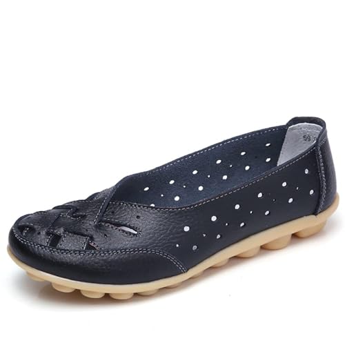 Zureto Orthopädische Slipper für Damen, Flache Freizeitschuhe mit breiter Breite, atmungsaktives Leder zum Hineinschlüpfen (Black, Erwachsene, Damen, 39, Numerisch, EU Schuhgrößensystem, M) von Zureto