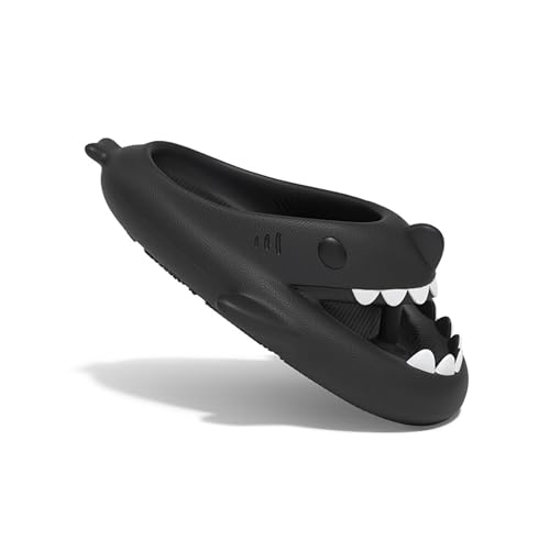 Zureto Shark Flip Flops, Original Shark Slides Erwachsene, Cartoon Cloud Shark Hausschuhe für Damen und Herren (Black, Erwachsene, Damen, 36, Numerisch (von/bis), EU Schuhgrößensystem, 37, M) von Zureto