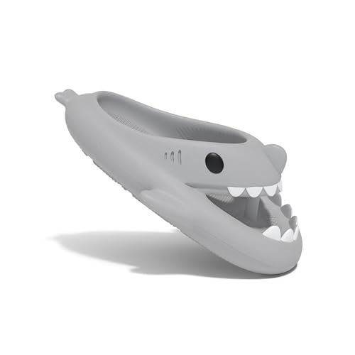 Zureto Shark Flip Flops, Original Shark Slides Erwachsene, Cartoon Cloud Shark Hausschuhe für Damen und Herren (Gray, Erwachsene, Damen, 36, Numerisch (von/bis), EU Schuhgrößensystem, 37, M) von Zureto
