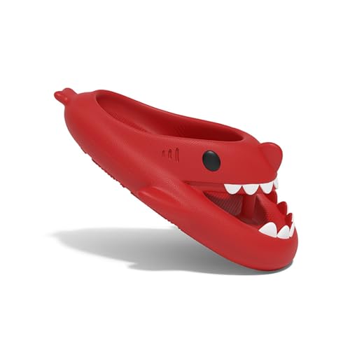 Zureto Shark Flip Flops, Original Shark Slides Erwachsene, Cartoon Cloud Shark Hausschuhe für Damen und Herren (Red, Erwachsene, Damen, 36, Numerisch (von/bis), EU Schuhgrößensystem, 37, M) von Zureto