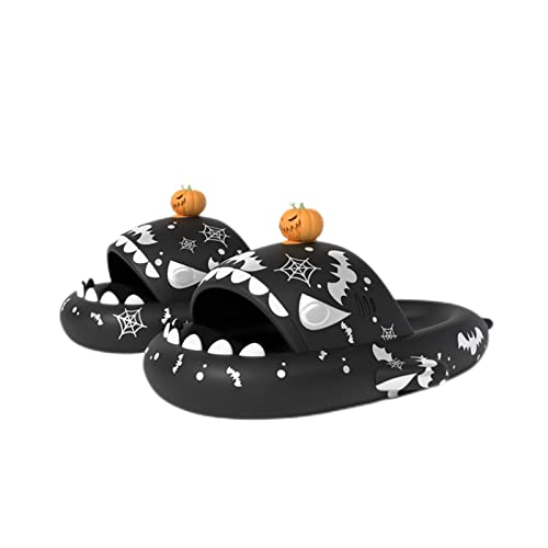 Zureto Shark Slides Original, Unisex Sharky Chanclas, Cloud Shark Home Spa Hausschuhe Sandalen (Halloween Black, adult, women, numeric_38, numeric_range, eu_footwear_size_system, numeric_39, medium) von Zureto