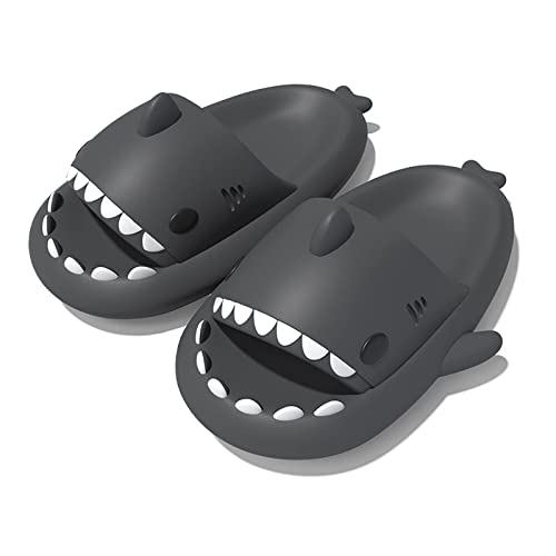 Zureto Sharkies Shoes, Cute Cloudy Shark Slides Erwachsene, Shark Two-Tone Hausschuhe Unisex (Black, adult, women, numeric_38, numeric_range, eu_footwear_size_system, numeric_39, medium) von Zureto