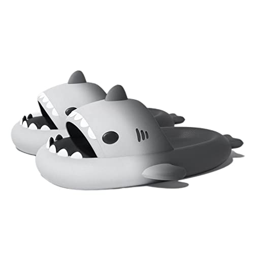 Zureto Sharkies Shoes, Cute Cloudy Shark Slides Erwachsene, Shark Two-Tone Hausschuhe Unisex (Grey Black, adult, women, numeric_36, numeric_range, eu_footwear_size_system, numeric_37, medium) von Zureto