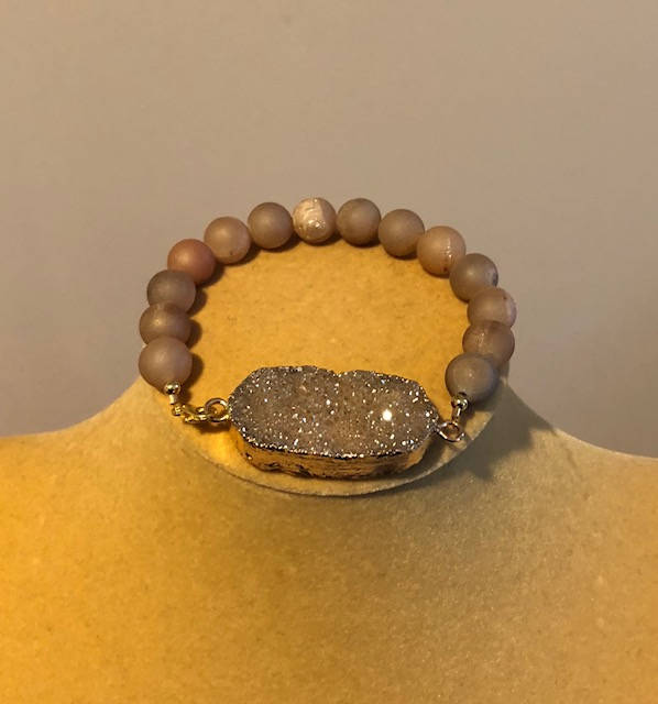 Champagner Druzy Achat Armband, Achatarmband Achatarmband, Natürliche Edelstein-Armband, Edelstein-Armband von ZuriDesignsBoutique