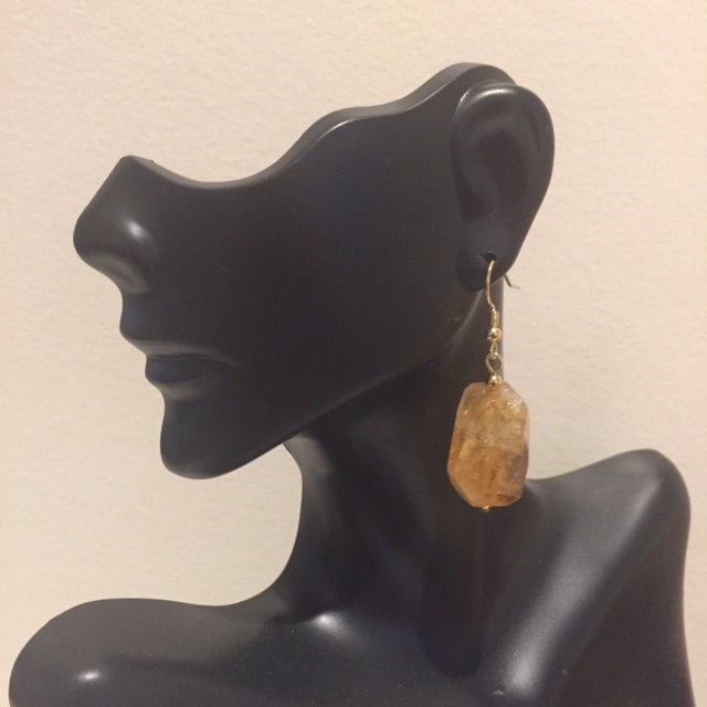 Citrin Nugget Baumeln Ohrringe, Ohrringe Baumeln, Drop Ohrschmuck, Facettierte Edelstein von ZuriDesignsBoutique