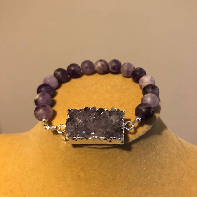 Druzy Amethyst Armband, Natürlicher Edelstein Armband von ZuriDesignsBoutique