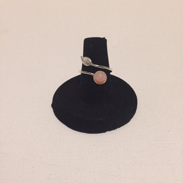 Edelstein Sterling Silber Blatt Motiv Ring, Rosa Opal Grün Aventurin Ring von ZuriDesignsBoutique