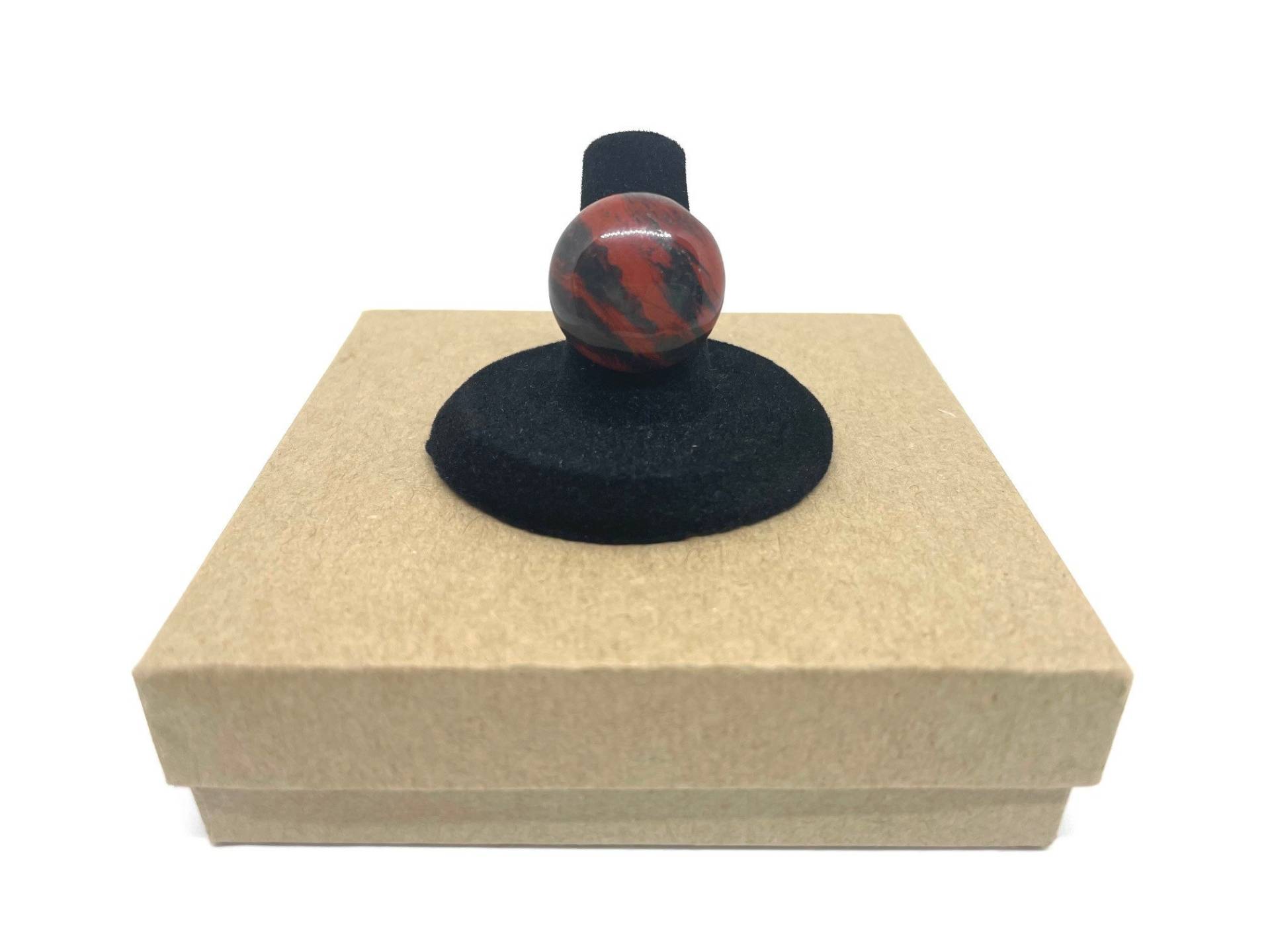 Roter Jaspis Cabochon Ring, Runde Halb-Edel-Edelstein-Ring, Sterling Silber Statement-Ring von ZuriDesignsBoutique