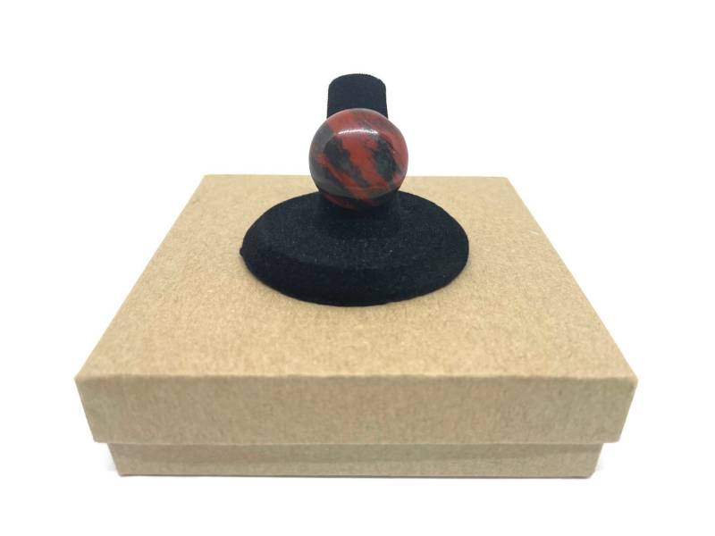 Roter Jaspis Cabochon Ring, Runde Halb-Edel-Edelstein-Ring, Sterling Silber Statement-Ring von ZuriDesignsBoutique