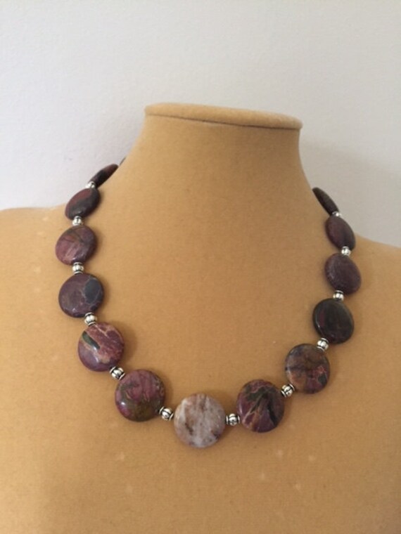 Silber Blatt Achat Halskette, Achat, Edelstein Knebel Verschluss von ZuriDesignsBoutique