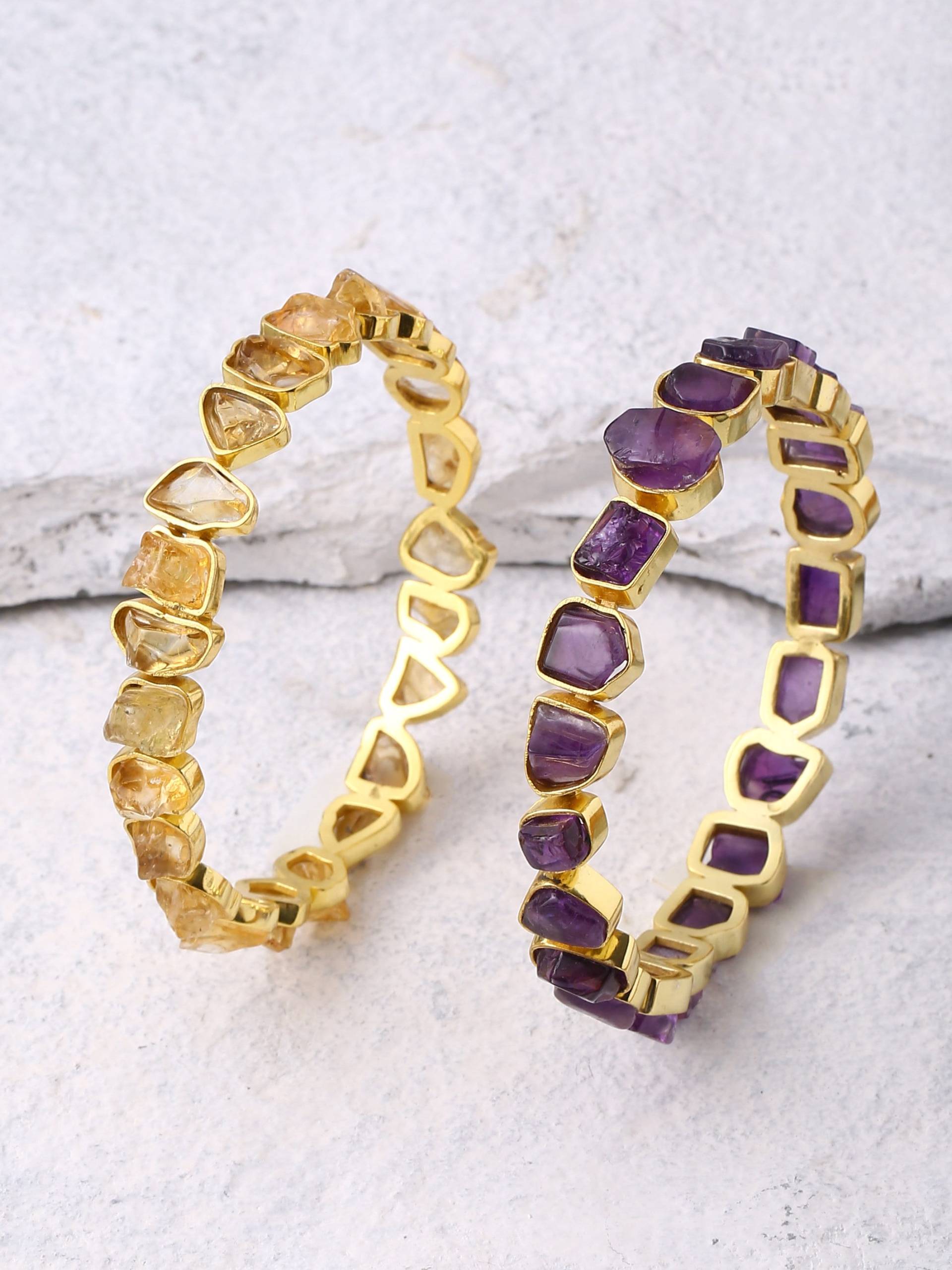 Rohes Citrin Armband. Amethyst Armband Armreif. Aquamarine, Mondstein Rohstein Boho Armspange Gold. Statement Schmuck von Zurooh