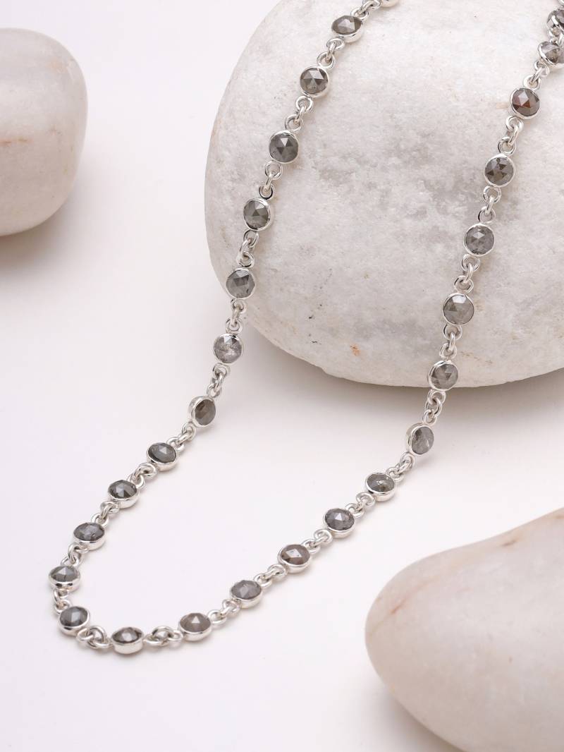 4 Mm Diamant Gliederkette Für Damen. Minimalist Art Statement Halskette Damen in 925 Silber. Collier Im Rosenschliff von ZuroohSilver