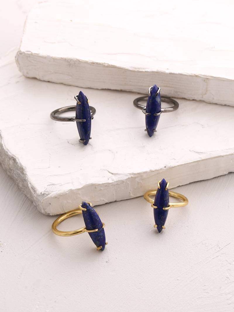 Lapislazuli Ring Silber. Boho Lapis Lazuli Aus 925Er Statement Designer Silberringe. Silber Vergoldet von ZuroohSilver