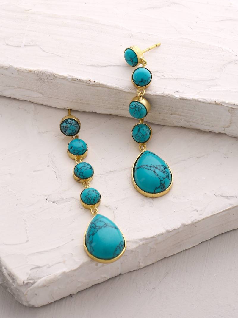 Ohrhänger Gold Aus 925Er Silber. Türkis Und Lapislazuli Tropfen Kristallohrringe Für Frauen Mädchen. Leichter Boho-stil von ZuroohSilver