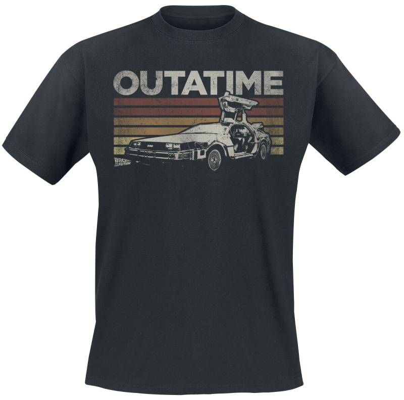 Zurück in die Zukunft Delorean Retro Stripes T-Shirt schwarz in M von Zurück in die Zukunft