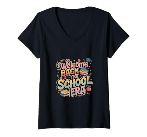 Damen Willkommen zurück in der Schulzeit Lehrer Schüler Lehrertag T-Shirt mit V-Ausschnitt Damen Willkommen zurück in der Schulzeit Lehrer Schüler Lehrertag T-Shirt mit V-Ausschnitt von Zurück zur Schule Bildung Lehrer Klassenzimmer Gra