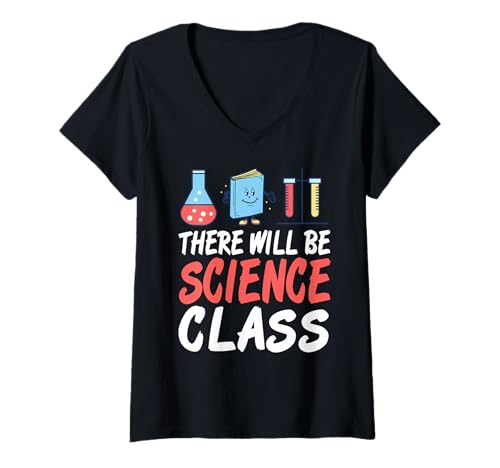 Damen Heute gibt es Naturwissenschaft im Unterricht T-Shirt mit V-Ausschnitt Damen Heute gibt es Naturwissenschaft im Unterricht T-Shirt mit V-Ausschnitt von Zurück zur Schule mit Spaß und Chemie