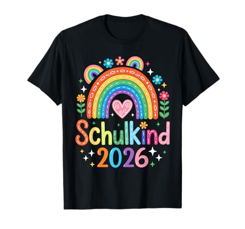 Schulkind 2026 Regenbogen Mädchen Einschulung 2026 Mädchen T-Shirt von Zurück zur Schule