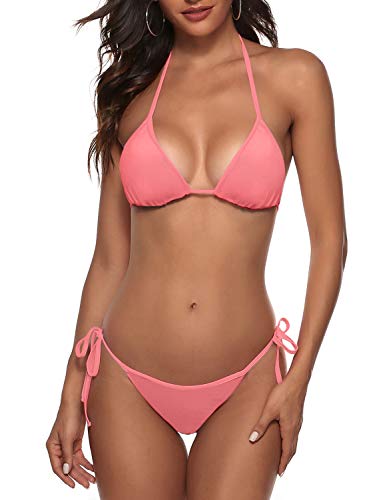 Zuvebamyo Damen Bikini-Set, Pfirsich, Medium von Zuvebamyo