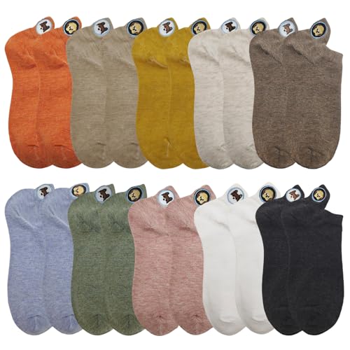 Zuzcher Lustige Socken Damen 35-39, Bunte Sneaker Socken 10 Par mit Hund Stickmuster Kuschelsocken Baumwolle Geschenke für Frauen von Zuzcher