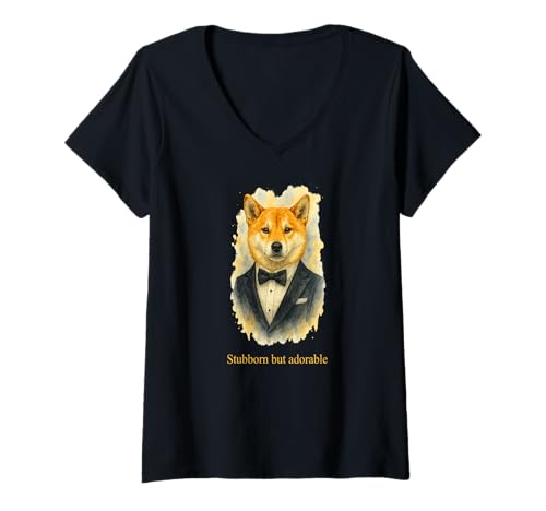Damen Shiba Inu Humor – hartnäckig, Aber liebenswert T-Shirt mit V-Ausschnitt Damen Shiba Inu Humor – hartnäckig, Aber liebenswert T-Shirt mit V-Ausschnitt von Zuzi's