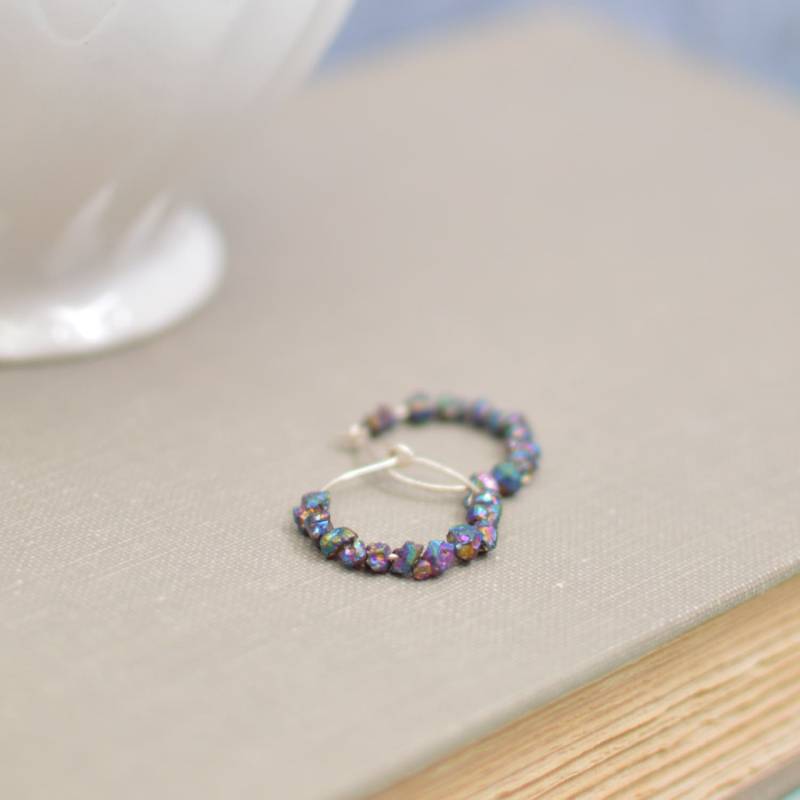 Silberne Ohrringe Mit Titan Vergoldeten Kristall Druzy Perlen von ZuzusPetalsCreations