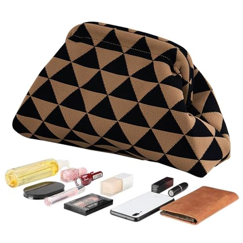 Dumpling Bag – gewebte Tasche | Häkeltasche lässig Abend kleine Handtasche | Kariert für Frauen, Sommerhandtaschen mit Haken, schicke Abendtasche für Mädchen, Se référer au descriptif von Zvn Zojne