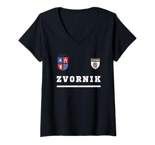 Damen Zvornik Sport/Fußballtrikot Flagge Pride Geschenk T-Shirt mit V-Ausschnitt Damen Zvornik Sport/Fußballtrikot Flagge Pride Geschenk T-Shirt mit V-Ausschnitt von Zvornik National Pride